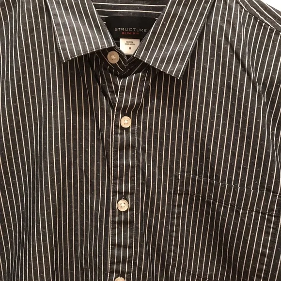 Structure | Shirts | Casual Button Down Dress Shirt Structure Medium Slim  Fit Blueish Gray Pin Stripe | Poshmark